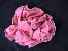 GOLDEN BEADED SALMON PINK SCRUNCHIE - ELEGANT VERY UNIQUE CUTE
