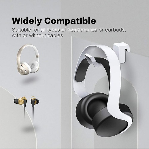Curved Plastic Sturdy Earphone Hook Holder Hanger Mount For Sony PS5 Headphones - Picture 19 of 22