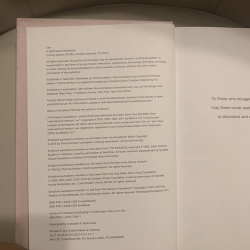 LIVE von Sadie Robertson mit Beth Clark Hardcover christliches Buch neu - Bild 3 von 6