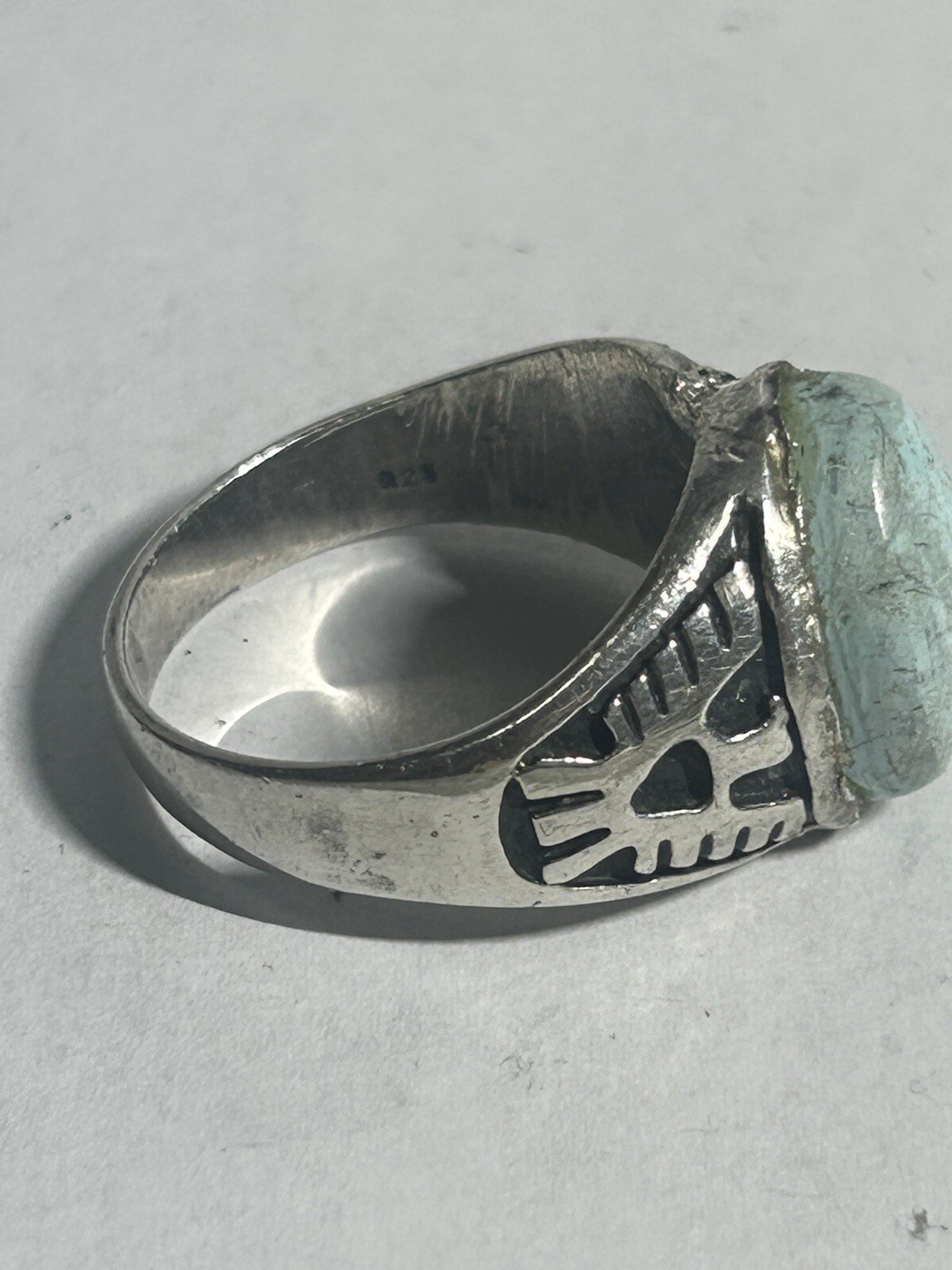 Thunderbird Native Old 925 Turquoise Ring Size 10… - image 5
