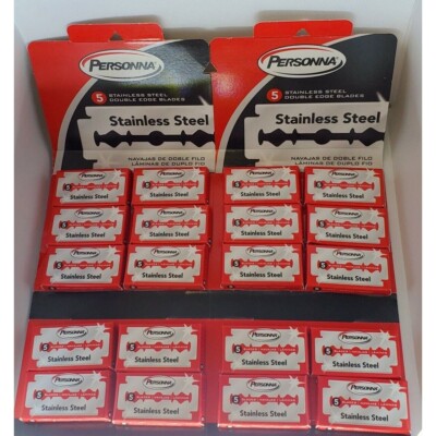 Personna Red Chrome Double Edge Stainless Steel 100 Blades 20 BOXES OF 5