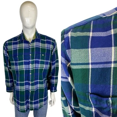 Chemise En Laine À Carreaux Vintage Lumberjack L Plaid Rockabilly Grunge Tartan - Photo 1/4