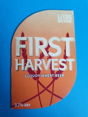 LEEDS Brauerei ERSTE ERNTE Pumpclip Real Ale Bier Abzeichen vorne Yorkshire
