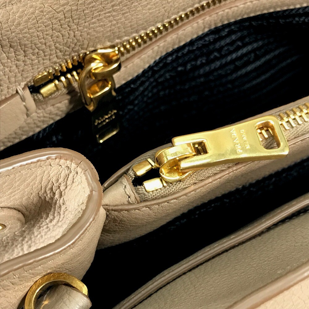 PRADA 1BA058 logo 2WAY Hand Bag Leather Beige | eBay