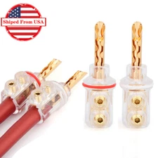 4pcs Gold Plated Screw Lock BFA Banana Plug Connector for Hi-Fi Speaker Cable