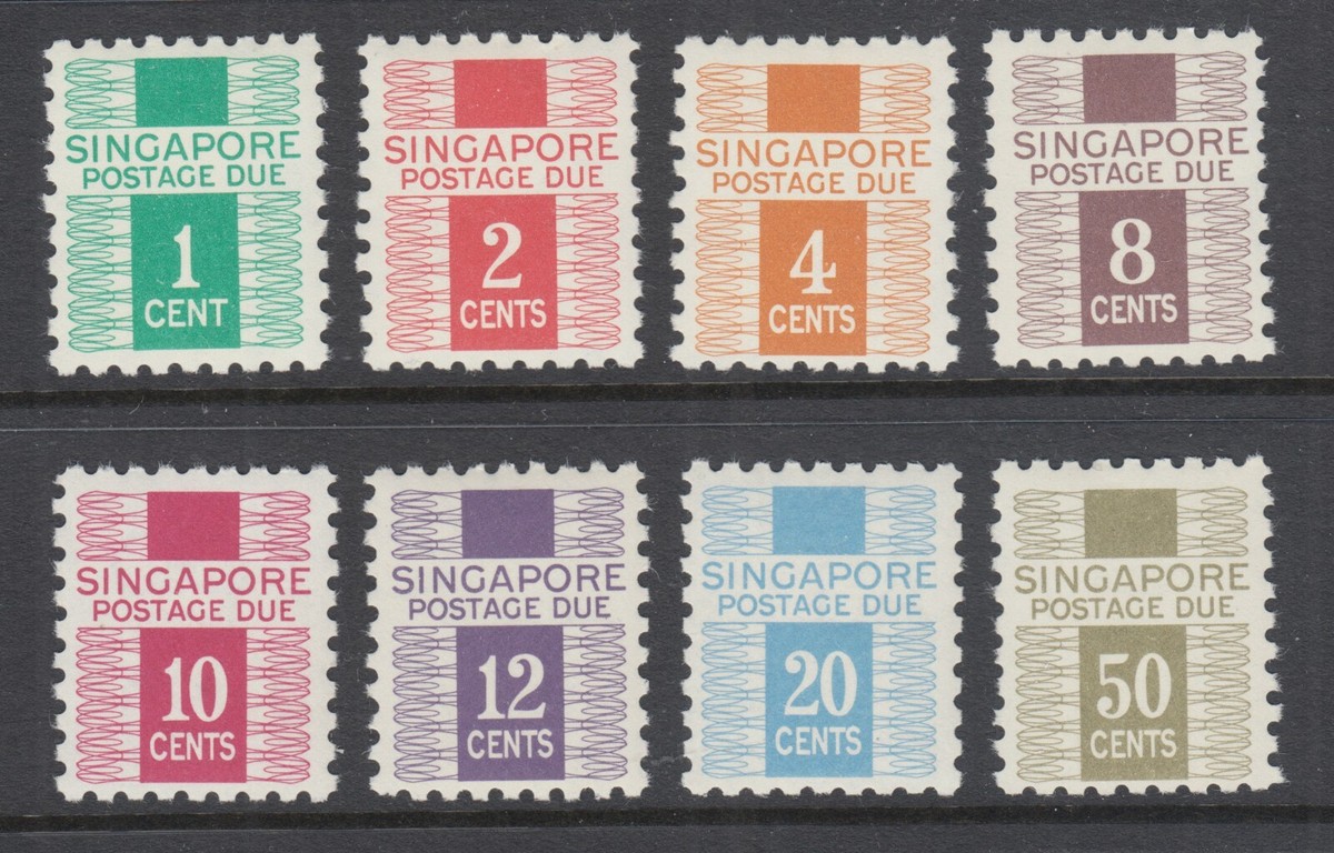 Singapore Sc J1-J8 MNH. 1968 First postage dues, complete