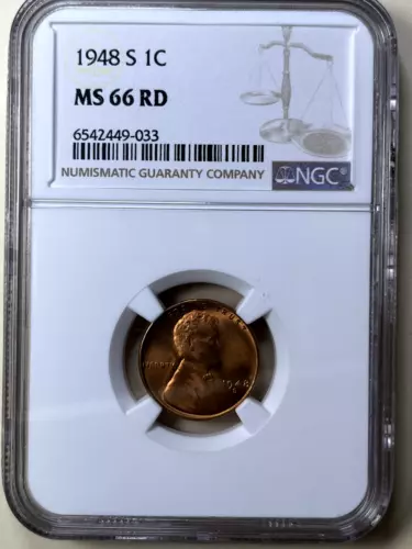 1948 S Wheat Cent - NGC MS 66 Red