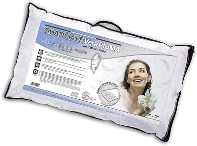 Cuscino Guanciale Vera Piuma d'Oca 50x80cm Made in Italy