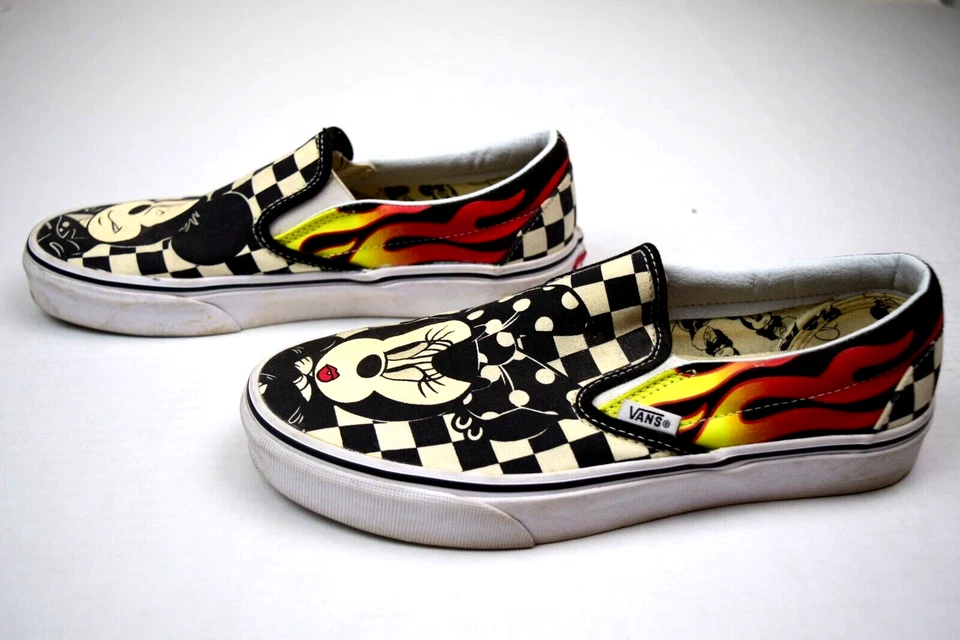 Vans Shoes Mickey and Minnie Mouse Low Cut Flames Checkerboard Women's Sz 5 or 6 - Image 2 of 4
