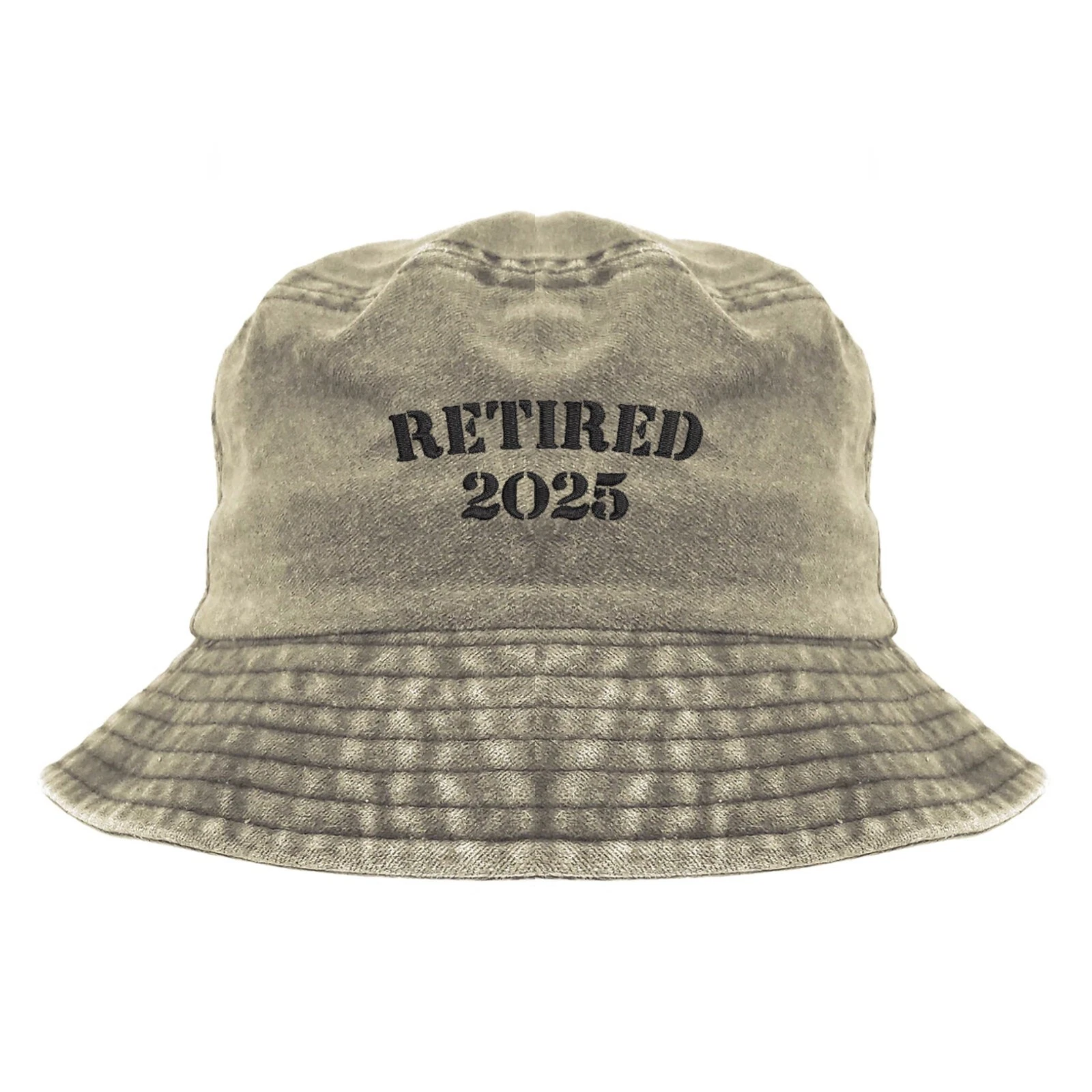 Retired 2025 embroidered bucket hat-khaki, personalized gift hat