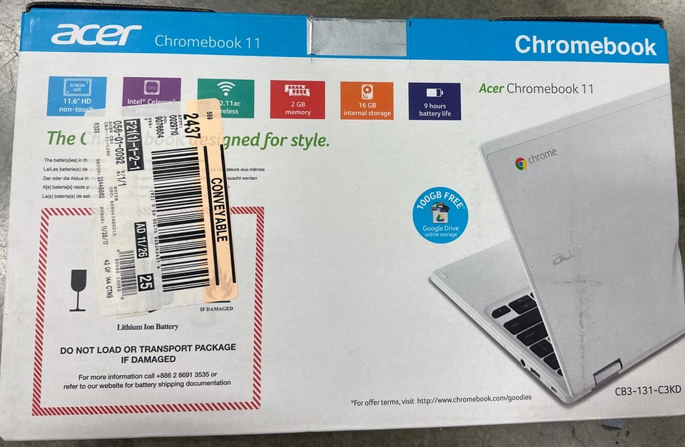 Chromebook Acer 11.6", Intel Celeron N2840, 2GB RAM, 16GB SSD, CB3-131-C3KD Foto 3 de 3