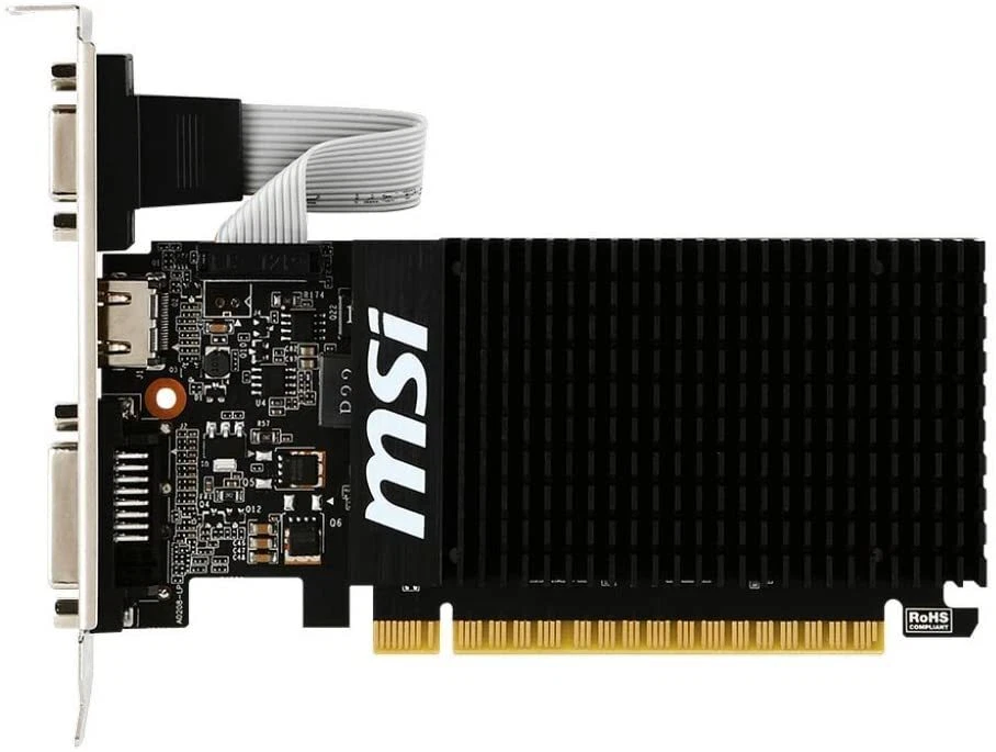 MSI Fanless Low Profile Compatible GeForce GT 710 Graphics Card Memory 2GB Model - Image 2 of 4