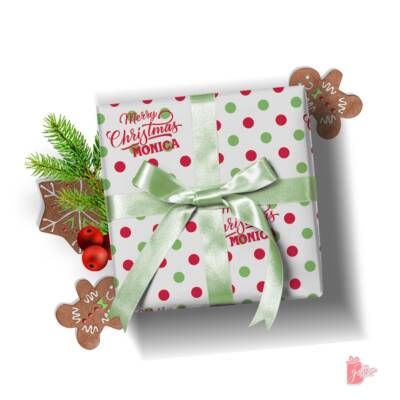 Name Personalized Gift Wrap Merry Christmas Gift Wrapping Paper Roll Polka Dots