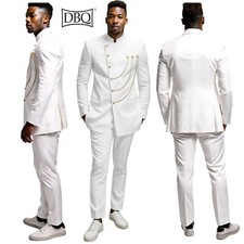 Men's Suits Single Breasted Gold Buttons Blazer Jacket and Pants African Clothes
