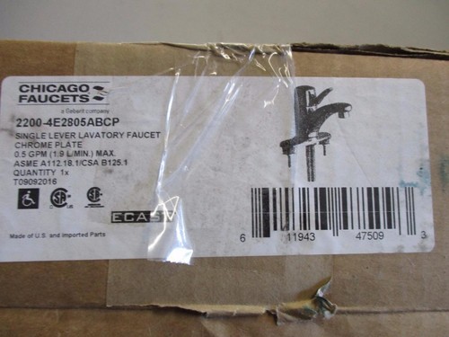 CHICAGO FAUCETS 2200-4E2805ABCP Single Lever Lavatory Faucet, Chrome Plated-NEW - Picture 5 of 5