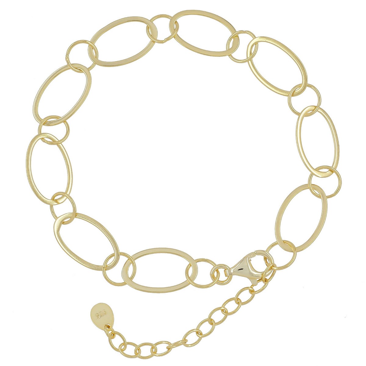 Gold Plated Sterling Silver Large Oval Link Bracelet Fit Clip On