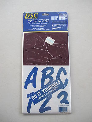 Brush Stroke Letters Number Sign Marker Stickers Burgundy BS10-6
