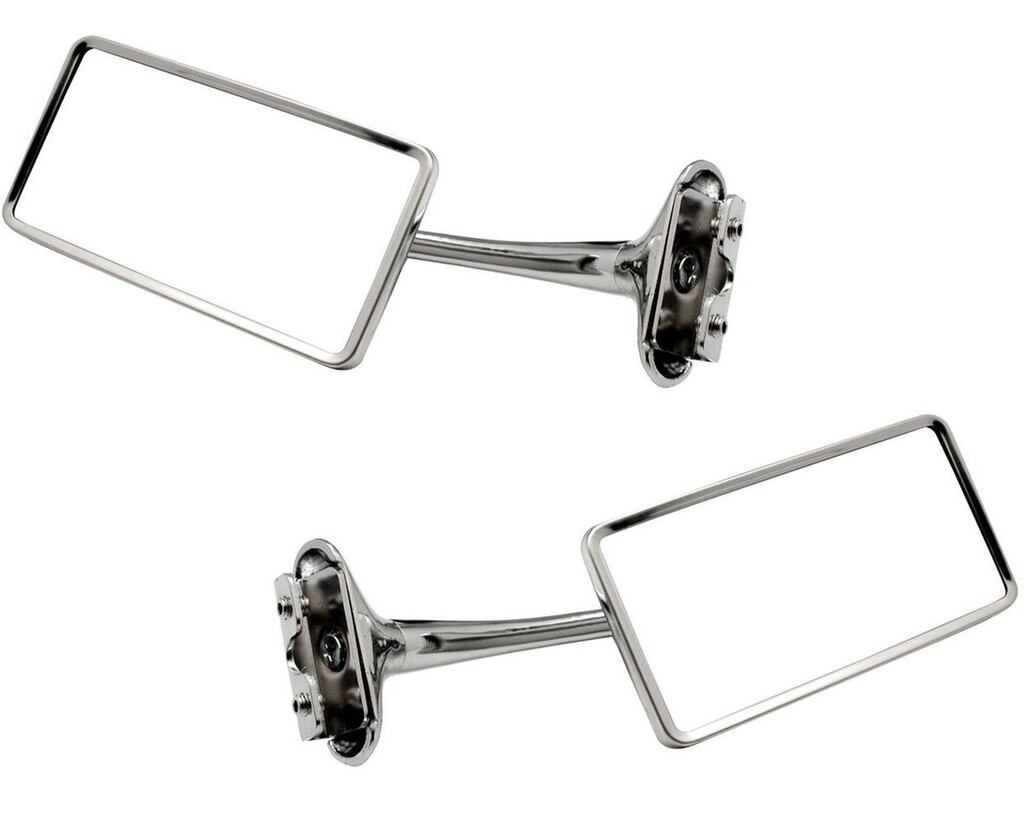 Single Rectangle Long Arm Peep Mirror - Polished Stainless, Hot Rod & Custom Fit - View #2