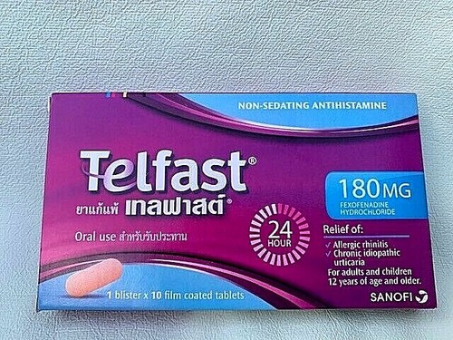 Telfast Fexofenadine Hydrochloride 180mg 10 tablets Allergic rhinitis Sanofi