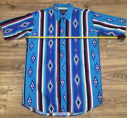 Vintage Outlaw western wear Aztec button shirt sleeve shirt size L