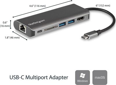 Multiport USB Hub Adapter Dockingstation für Laptop mit HDMI und Typ-C Anschlüssen