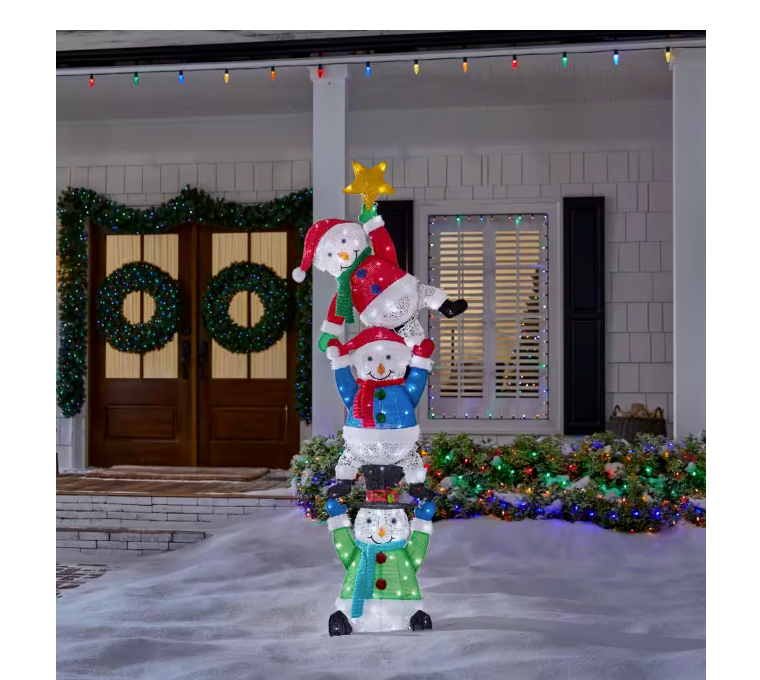7 Ft. LED Stacked Snowmen Yard Decoration Christmas HOME ACCENTS