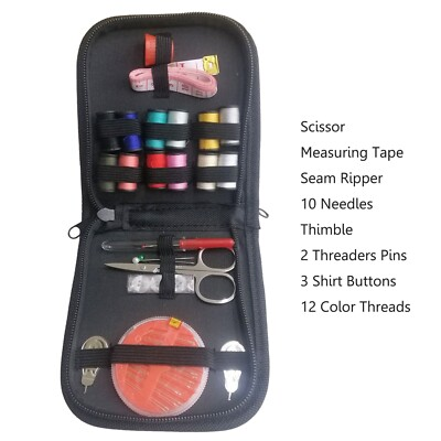 #ad #ad Black Mini Sewing Kit Portable Sewing Kit Home Travel Sewing Box Sewing Tools $5.58