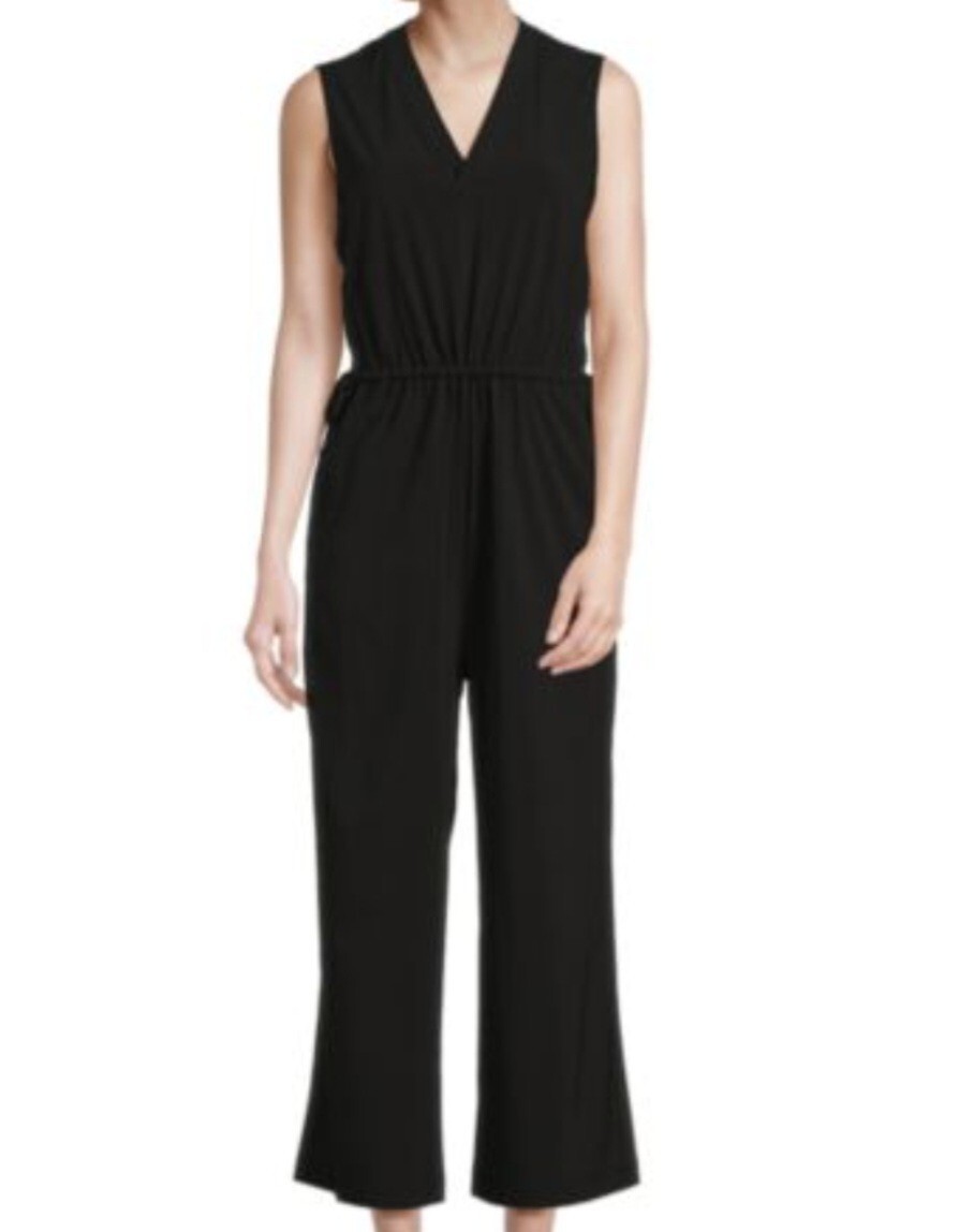 Calvin Klein Black Jumpsuit Jumper Sleeveless Pockets Wide Leg NWT