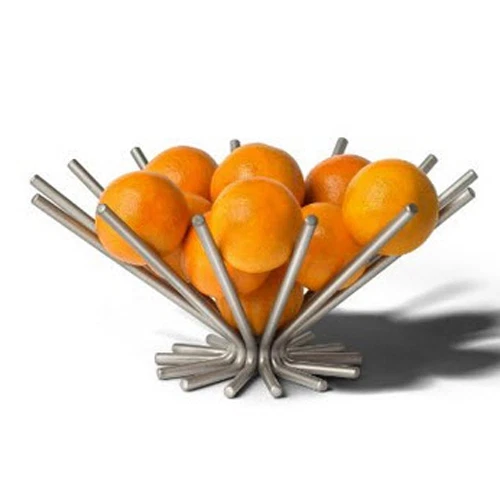 Cunas decorativas de diseño de cocina pan de frutas níquel satinado cuenco cesta NUEVO regalo Foto 2 de 2