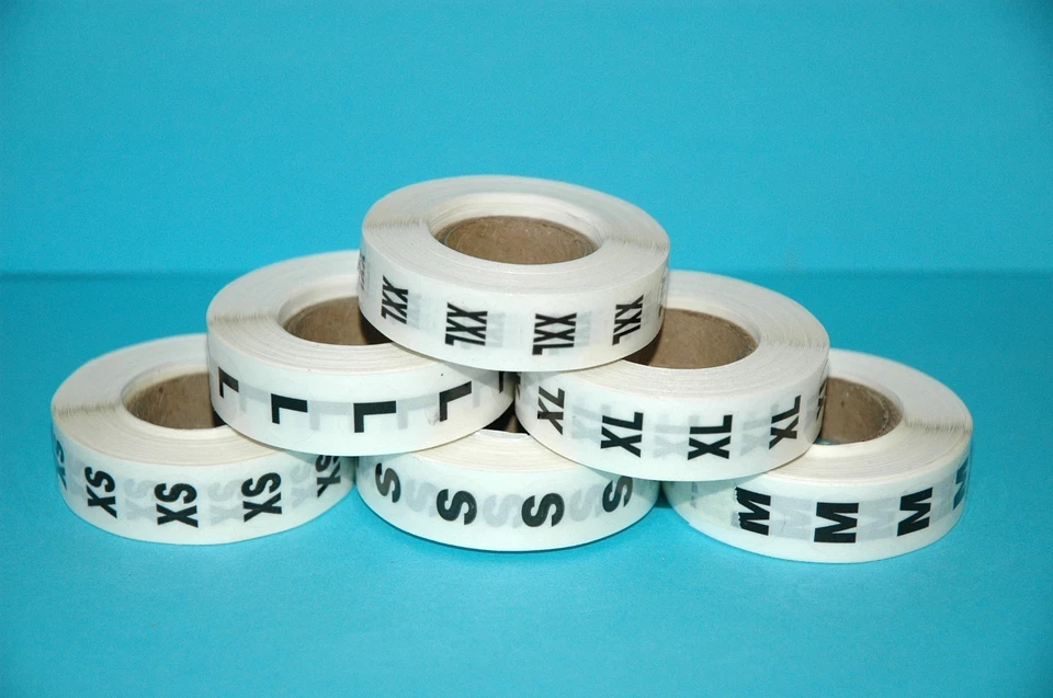 DISCOUNTSIZING 1000 Clear Acetate 1/2" Size Labels Retail Shirt Sizes Available (XS-XXL)