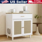 Cat Litter Box Enclosure Hidden Litter Box Furniture 31.5"L x 15.75"W x 33"H