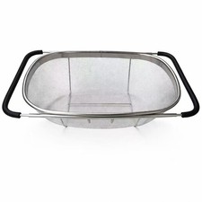 Premium Quality Over The Sink Stainless Steel Oval Colander with Fine Mesh 6 ...