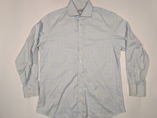Charles Tyrwhitt Dress Shirt Mens 16.5 / 34 Blue Plaid Non Iron Slim Fit Cotton