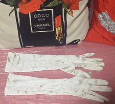 WHITE SATIN EVENING GIRL GLOVES
