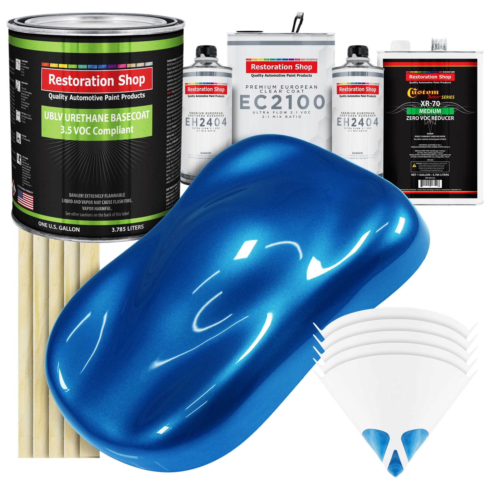 Viper Blue Metallic Low VOC Urethane Basecoat Gallon Kit with European Clear Coat