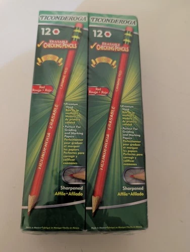 Ticonderoga Erasable Checking Pencils with Eraser Carmine Red Lead - 6 Dozen