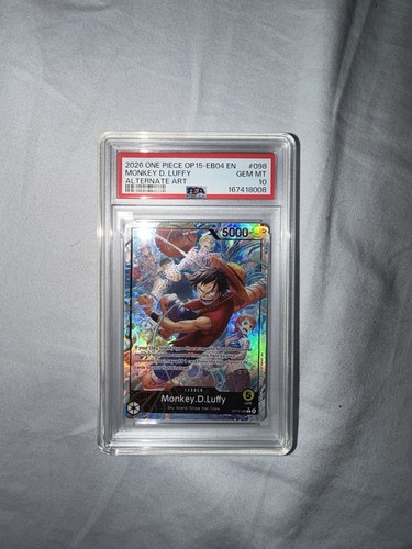 2026 ONE PIECE OP15-EB04-ADVENTURE ON KAMI'S ISLAND #098 MONKEY D. LUFFY PSA 10