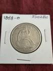 1858-O SEATED LIBERTY SILVER HALF DOLLAR  IN XF++ CONDITION LUSTER AND DETAILS