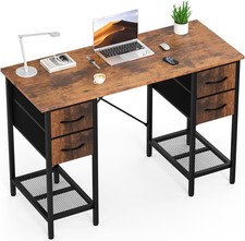 Computer Desk 47 55 Inch with 4 Drawers Home Office Table with Mesh Shelf Study