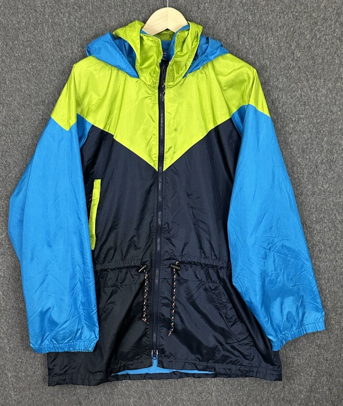 Champion Mens Windbreaker Jacket Size Large Multicolor Zip Hooded Nylon