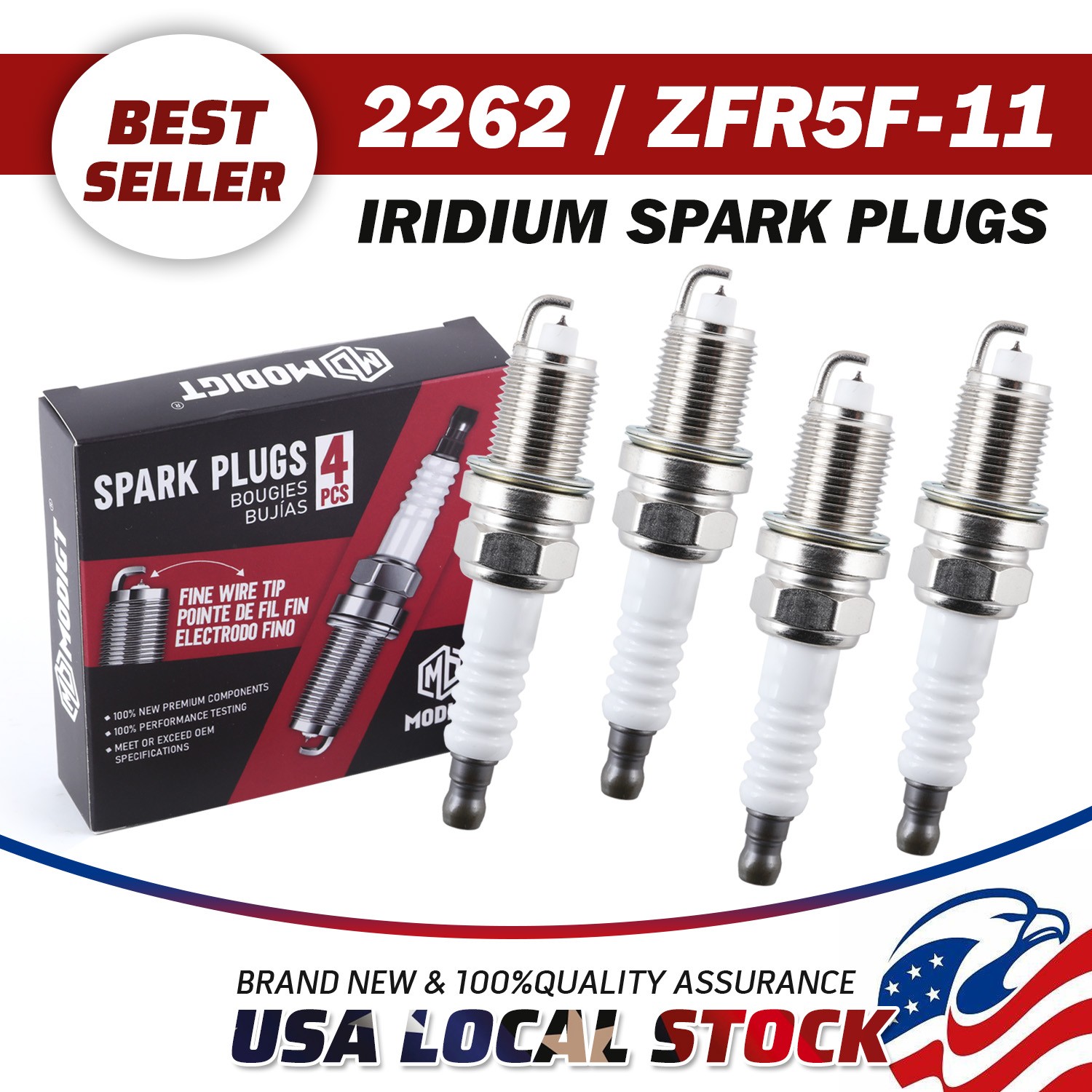 4 PCS Fit NGK Iridium Spark Plugs ZFR5F-11 2262 OEM NEW for Honda Acura Genuine