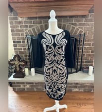 💗💕💗NWOT Nine West Black with Tan Regal Scroll Print Sweater Dress Size XS💗💕