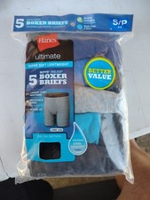 Hanes Boys Boxer Briefs Super Soft Tagless Small 6-8 5 Pack