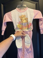 Vintage Dr Denton Girls Size 4 80  s PJ's Footed 2 Piece Set Flame Retardant  