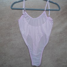 Pink Sheer Mesh Teddy Bodysuit Small