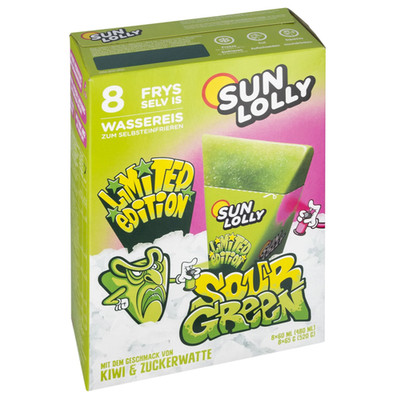 SUN LOLLY Wassereis Sour Green (2026) 12 Kartons à 8 x 60ml (480ml)