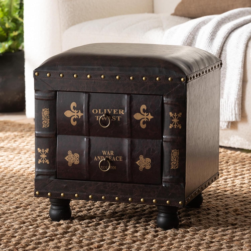 Stylischer dunkelbrauner Ottoman - vielseitiges Einheitsgröße Design - Bild 11 von 12
