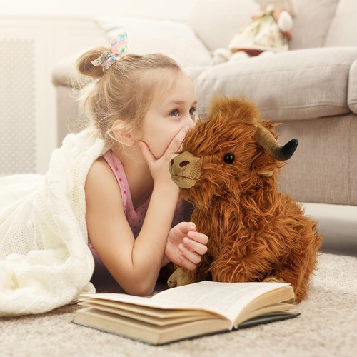 10.5 inches Highland Cows Stuffed Animals, Cute Fluffy Cow Plush Figure Toys ... - Picture 5 of 7