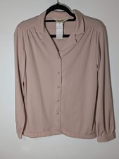 VINTAGE Sears Perma-Prest Shirt NWT Mod Sz XS Dusty Rose Pink Long Sleeve BLOUSE