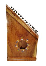 Vintage Beautiful Handmade Arpa Magica Wood Harp Zither 15" W/ Metal Striker